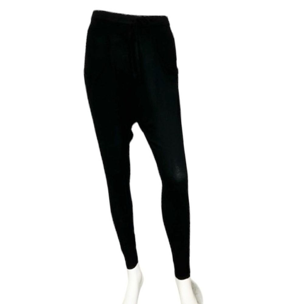 NEW Revolve Michael Lauren Black Rib Haren Prisoner Tie String Waistline Pant XS